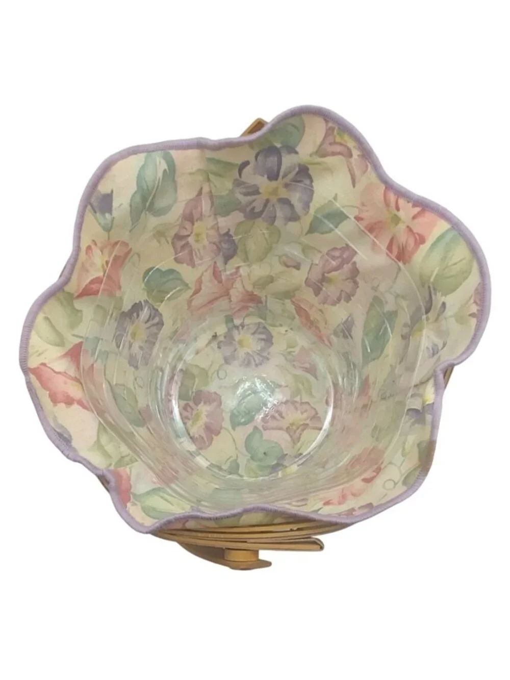 Longaberger Morning Glory Hand Woven May Basket Fabric & Protective Liners Charm